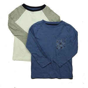 Mightly Boys White | Blue Long Sleeve T-Shirt size: 2-5T